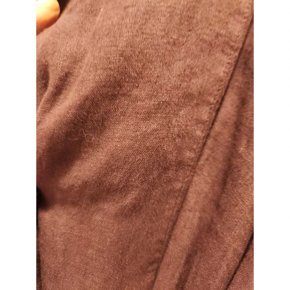FLAX Jeanne Engelhart Linen Shirt Dress S Burgundy Belted Lagenlook Long Sleeve